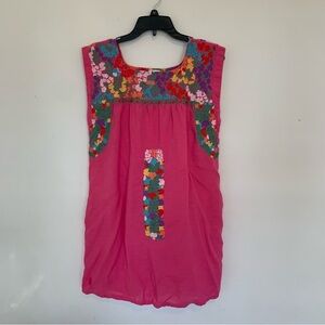 Women’s J Marie Floral Embroidered Boho Sleeveless Dress Size Medium Vacation